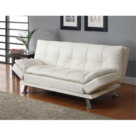 COASTER Coaster 300291 Contemporary Futon Sleeper Sofa with Casual Seam Stitching - White 300291